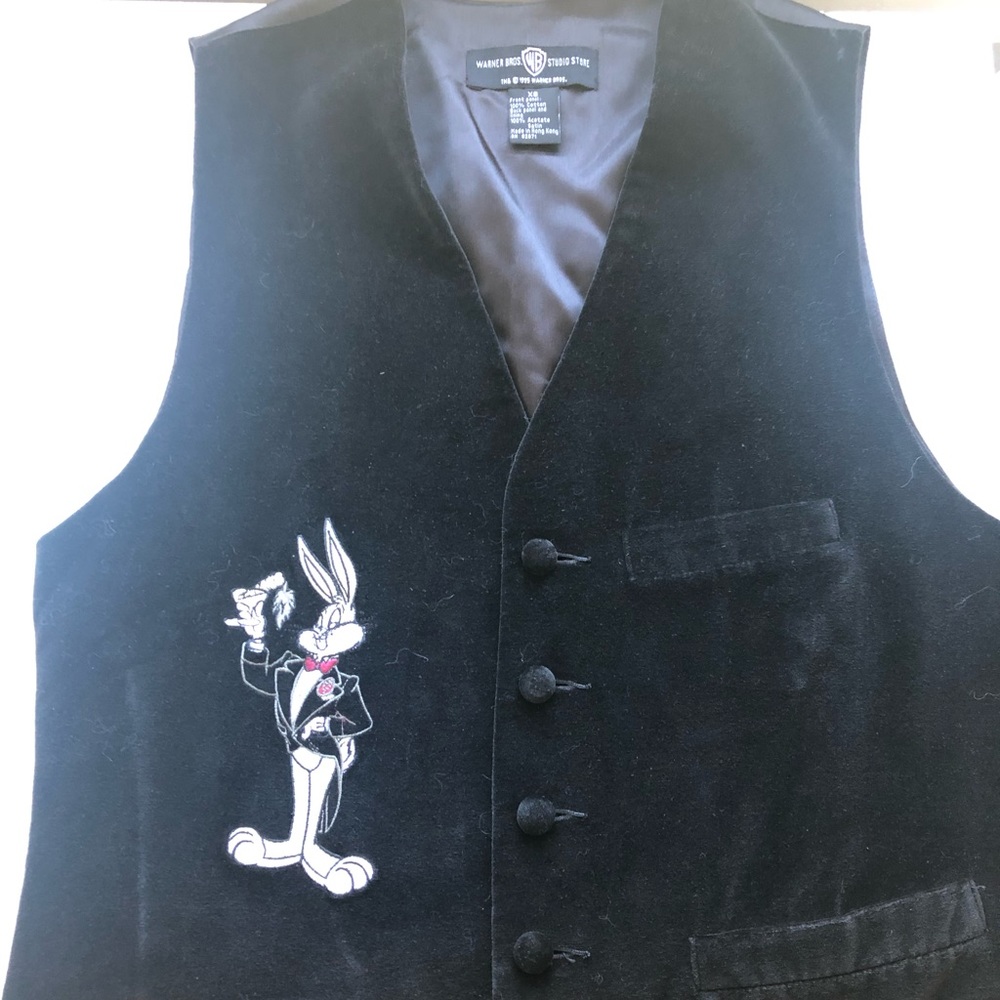 Vintage Warner Brothers Black Velvet Vest